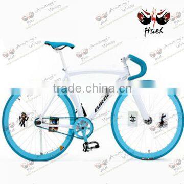 new arrival !white and blue sheep horn handlebar 700c single speed cheap fixed gear bike for sale