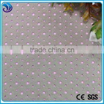 Plain Dyed Weft Knit Stretch Polyester Spandex Suede Material Fabric machine holes for garment