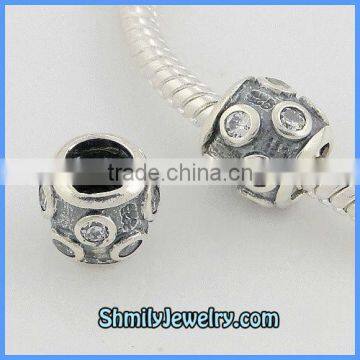 Wholesale Fashion White CZ Crystals 925 Silver Beads BCZ61