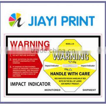 2015 Shockwatch Label Customize Damage Control Intelligent Impact Sticker Shock Sensor