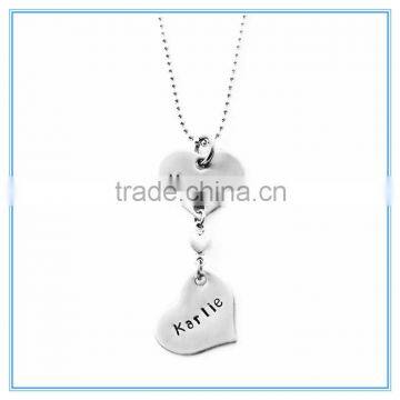 New Handmade Dangling Connected at Heart Necklace Stainless Steel