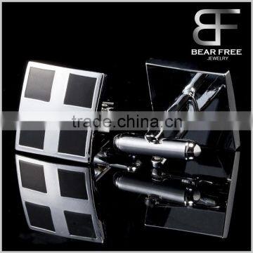 Classic Style Best Gift Black Cross Enamel Cufflinks photo-2