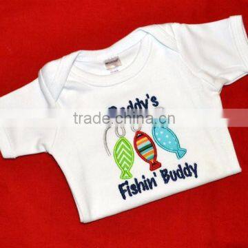 (CR716#white )2-6T children long sleeve t shirt with fish embroidered and baby bow bloomer with cute embroidered