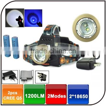 Zoomable CREE XPE Q5 2XLED Rechargeable Headlamp Headlight Head Torch Lamp