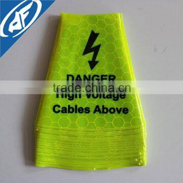 Danger high voltage cables above cone sleeves