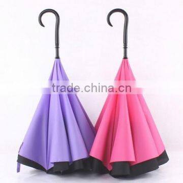 wholesale Inverted umbrella 2016 new design windproof upside down umbrella with C shape handle new promotion reverse umbrella                        
                                                Quality Choice