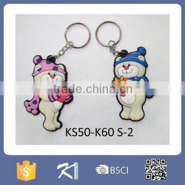 Hot sale bear shaped rubber key chain ring