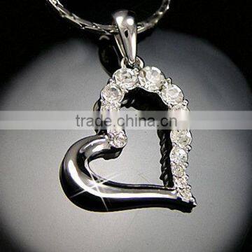 austrian crystal heart pendant gold necklace chain