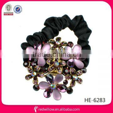 Best price crystal flower hair elastic bands for women