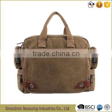 High Quality Canvas Business Handbag With Real Leather Trim photo-2