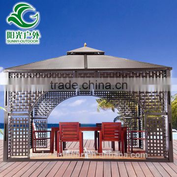 2016 New double tops PE rattan gazebo outdoor square gazebo 4m*4m