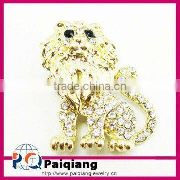 Fashion jewelry animal &alloy rhinestone lion brooch