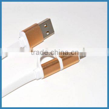 New Arrival High Speed 2 in 1 Flat Noodle USB Date Cable For IOS 8 Pin & Android photo-3