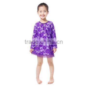 Latest fashions princess purple lace frocks children summer clothes