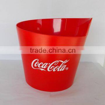 Plastic ice bucket with openner