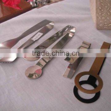 stainless steel ice tong, brake clip, food serving tongs