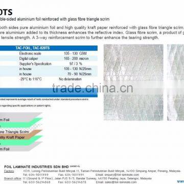 double sided 3 way foil scrim kraft (FSK) aluminium facing