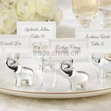 wedding favor and souvenir--Silver - Finish Lucky Elephant Place Card Holders