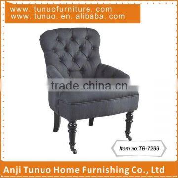 Living room chair,Lounge,tufted back and arms with buttons,Front legs with castors,TB-7299