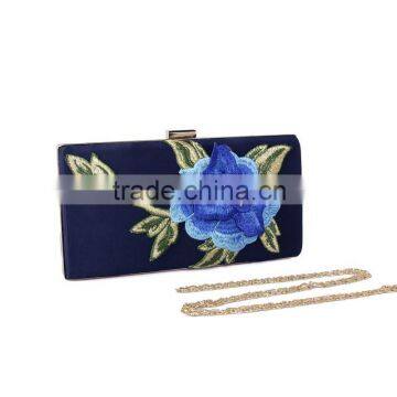 Embroidery evening bag blue evening bag box clutch evening bag