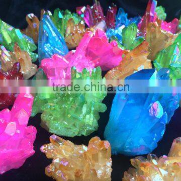 Natural Titanium Colorful Crystal Stone Cluster Ornaments For Sale