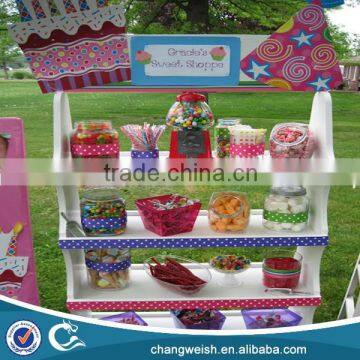 wood sweets and candy display stand