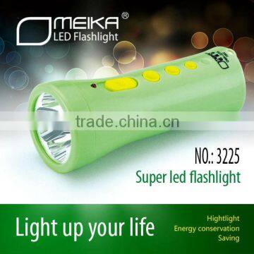 Hot sale and promotion / plastic material handle 3238 LED Flash Light / LED Torch with rechargeable