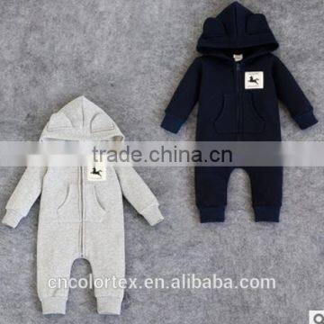 baby cartoon casual hooded jumpsuit stereo modelling embroidery thicking romper