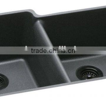 Acylic Solid Surface Black Royal Kitchen Sinks,artificial Stone Double Kitchen Sink ,resin Stone Sink photo-3