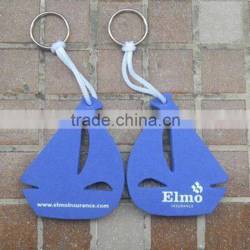 Customized boat shape floating eva Key chain, foam floating key ring