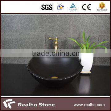 Natural Stone Black Round Bathroom Sinks for Hotel/home photo-3