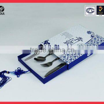 Wholesale Custom Blue Color Printing Hard Packaging Gift Paper Box Kraft Gift Paper Box for knives and forks