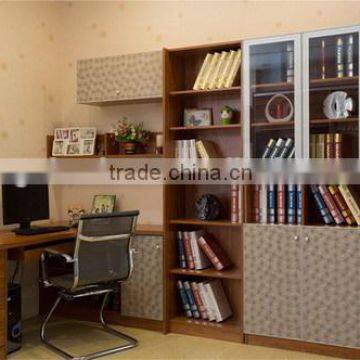 Wooden bookcase with computer desk