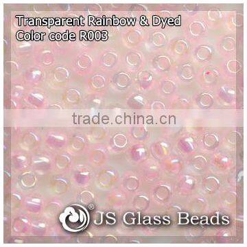 High Quality Fashion JS Glass Seed Beads - R003# Rainbow Dyed Innocent Pink Transparent Rocailles Beads For Garment & Jewelry