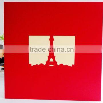 Big card Eiffel tower 25*25cm custom pop up handmade greeting card