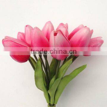 Real touch wedding bouquet PU fuchsia tulip bouquet