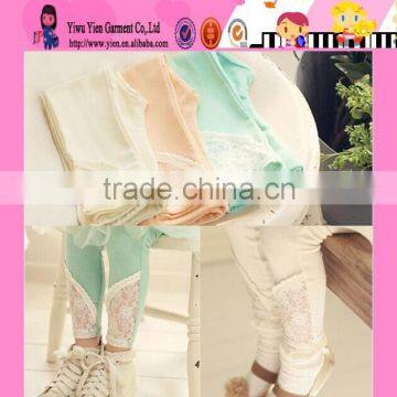 Pure Color Casual Skinny Leggings Fashion Lace Long Pants For Girls