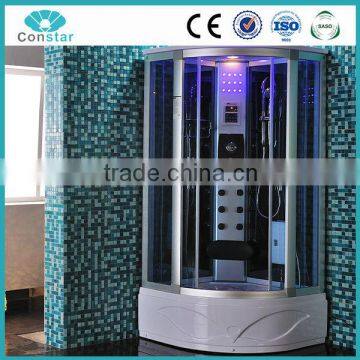 Single blue tempered glass steam shower stall