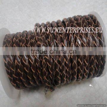 Braided Leather Breided Leather Cord 5 mm SE B Brown