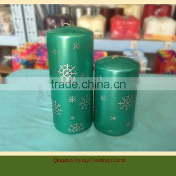 Wholesale High Quality Chistmas Decorative Scented Pillar Candle, Snow flakes Candle, Wax