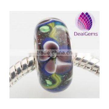 Wholesale European large hole glass beads 925 stering silver