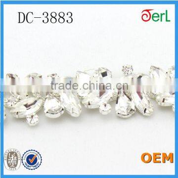 Wholesale Crystal Rhinestone Banding Glass Beaded Chain for Wedding Dress photo-4