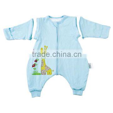 100% Cotton Anti Kicking Infant Child Foot Sleeping Bag Long Sleeve Without Filling Blue Style photo-3