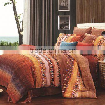 high quality 100% cotton reactive printed brushed fabric 3D bedding set bed linen luxury