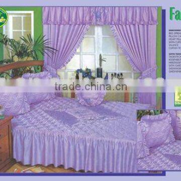 7pcs Satin Computer Embroidery Bedspread Set