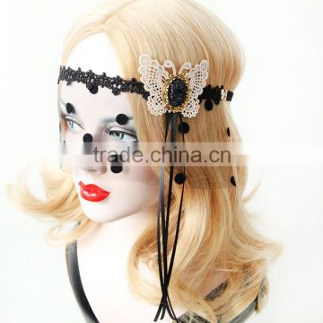 MYLOVE Party Vintage Lace Ribbon Face Veil Mask with butterfly MLMJ42