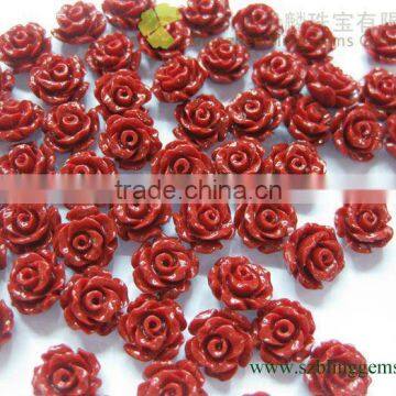 Wholesale gemstone jewelry synethetic coral flower carvings
