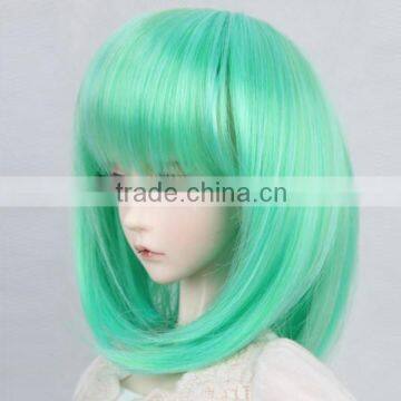 Wholesale Price Shoulder-length Straight Blue-green Doll Wig photo-2