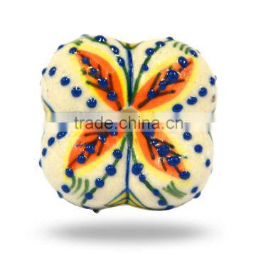 New Style Ceramic Yellow with Orange Leaves Knob