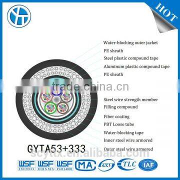 GYTA53+333 Aluminium-armored Corrugated steel tape PE sheath Double steel wire armored PE sheath fiber optic cable